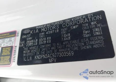 2018 Kia Sportage Ex z USA, uszkodzony, nr VIN KNDPN3AC9J7303569